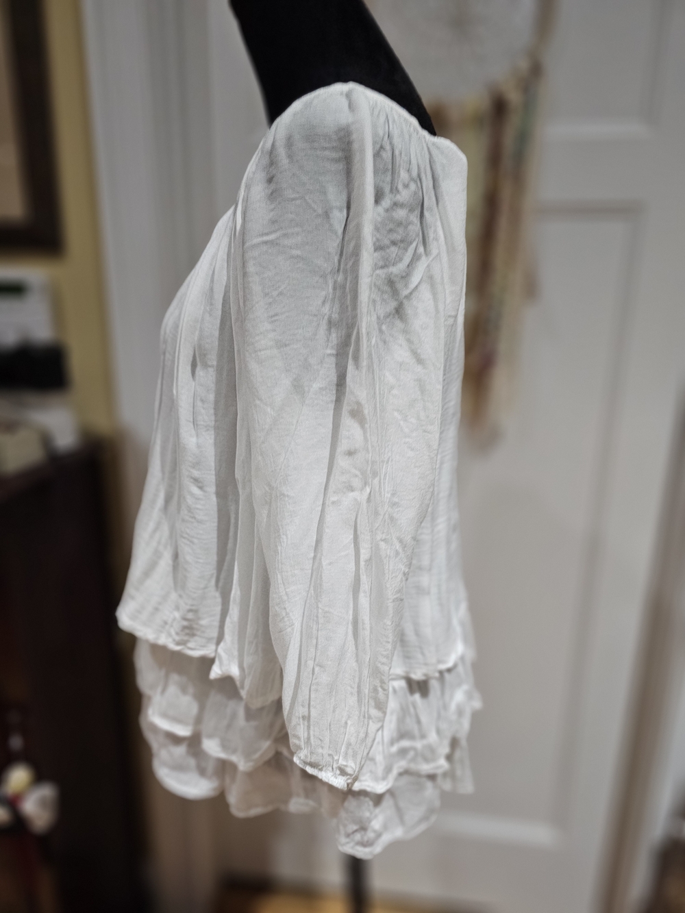 Tempo Paris White Layered Peasant Blouse - Picture 3 of 9